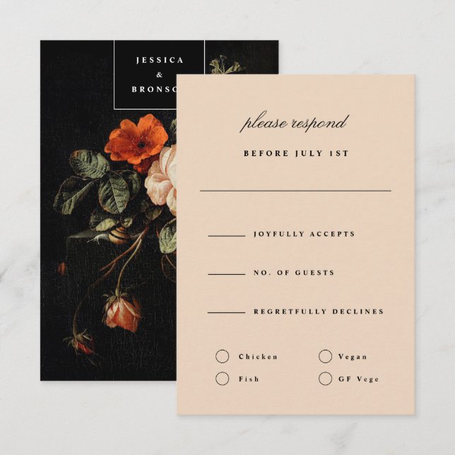 Beige Romantic Blommigt Backer Dutch Masters OSA Inbjudningar (Fram/baksida)