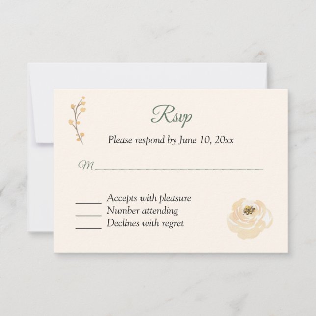 Beige Ros RSVP-svarskort OSA Kort (Framsida)
