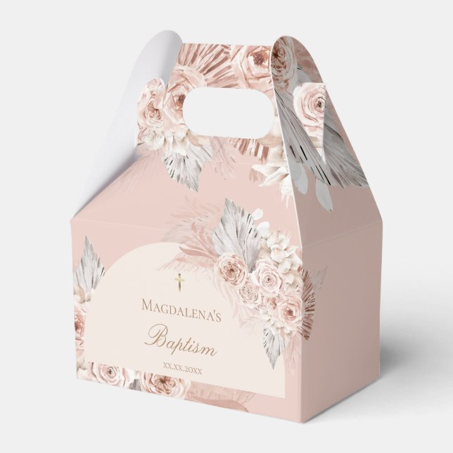 beige rosa blommor | Dop Presentaskar (Framsidan Sidan)
