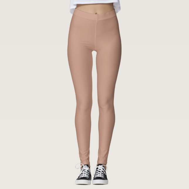 Beige Rosa Dance Workout Gym Leggings (Framsida)