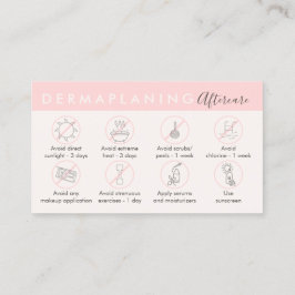 Beige Rosa Dermaplaning Eftervårdsinstruktion Visitkort