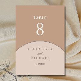 Beige Rosa Minimalist Japandi Bröllop Bordsnummer