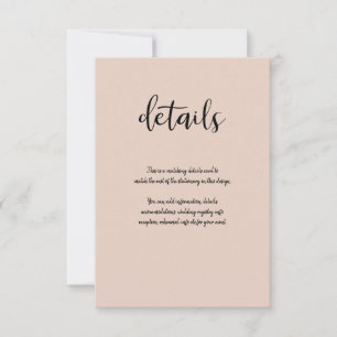 Beige Rosa Modern Guld Glitter Bröllopsdetaljer OSA Kort