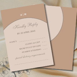 Beige Rosa Monogram Japandi Bröllop RSVP-kort OSA Kort