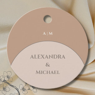 Beige Rosa Monogram Japandi Bröllop Tack Gåvor Etiketter