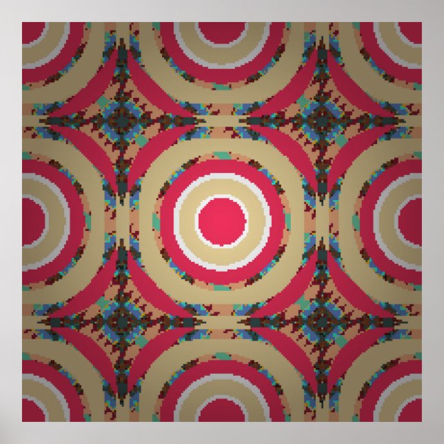 Beige, rosa och blå struktur. Abstraktens ornament Poster (Framsidan)