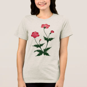 Beige, rosa och grön blommig t-shirt