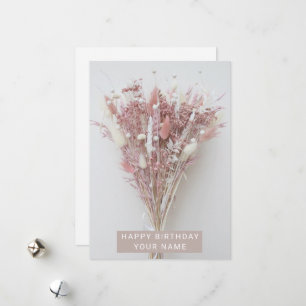 Beige Rosa Pastel Modern Birthday Flower Julkort