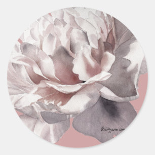 Beige Rosa Peony Bröllop Kuvert Seals Runt Klistermärke