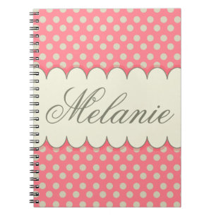 Beige rosa polka dots för anteckningsbok