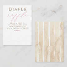 Beige Rosa Vita Blöja Lotteri Baby Shower Biljette