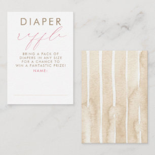 Beige Rosa Vita Blöja Lotteri Baby Shower Biljette Tilläggskort