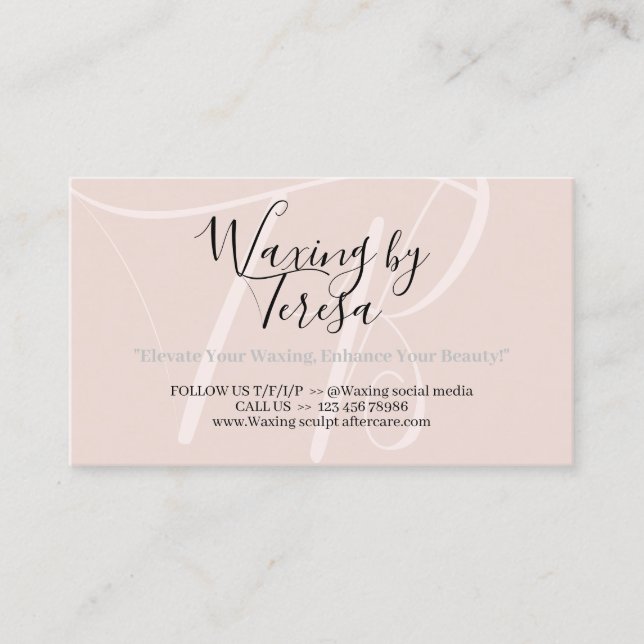 Beige Rosa Waxing after care 1 Instructions Visitkort (Framsida)