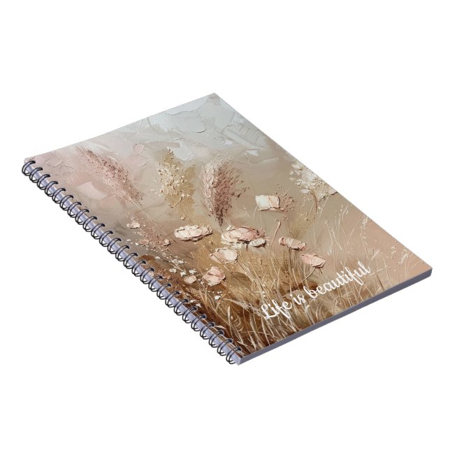 Beige rosaktig boho blommig  anteckningsbok (Högra Sidan)