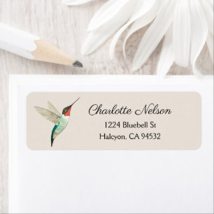 Beige Ruby-throated Hummingbird Returadress Etikett