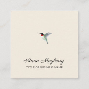 Beige Ruby-throated Hummingbird Square Business Ca Fyrkantigt Visitkort