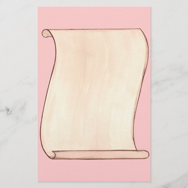 Beige rulla för vintage på rosa brevpapper (Framsida)