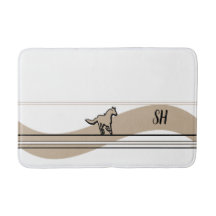 Beige Running Horse Design and Initials