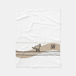 Beige Running Horse Design and Initials Fleecefilt
