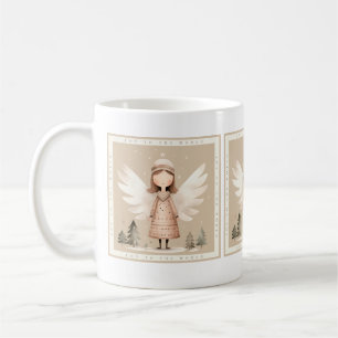 Beige Rustic Angel Classic Mugg, 11 oz Kaffemugg