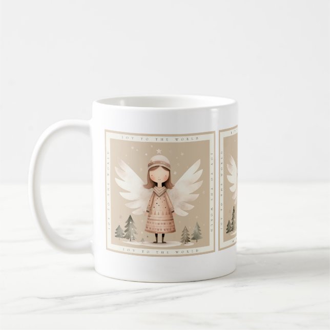 Beige Rustic Angel Classic Mugg, 11 oz Kaffemugg (Vänster)