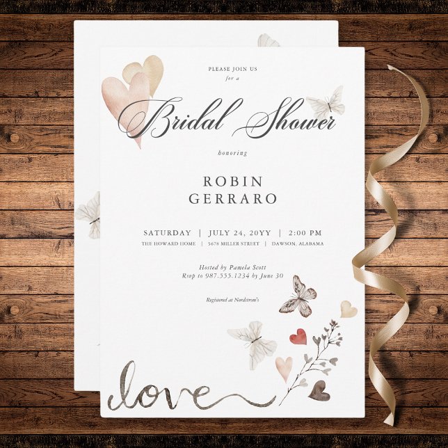 Beige Rustic Boho Kärlek Möhippa Inbjudningar (Beige Rustic Boho Love Bridal Shower Invitation)