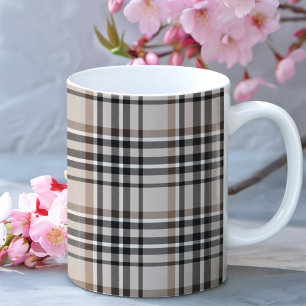 Beige rutig mönster kaffemugg