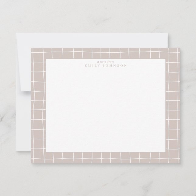 Beige Rutnät Notkort Inbjudningar (Framsida)
