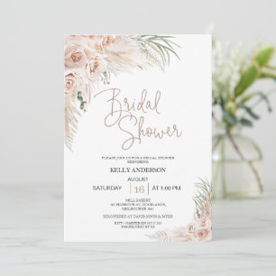 Beige Sage Boho Blommigt Möhippa Inbjudningar