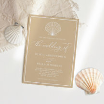 Beige Sand Elegant Beach Seashell Bröllop