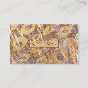 Beige Sandy Shimmer Leopard Print Glamour Visitkort