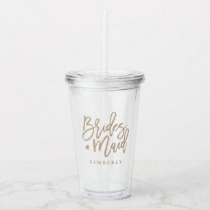 Beige Script Bridesmaid Take Away Mugg