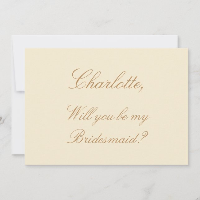 Beige Script Elegant Cream Bridesmaid Frieri Inbjudningar (Framsida)