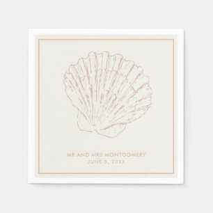 Beige Seashell Beach Wedding Napkins Pappersservett