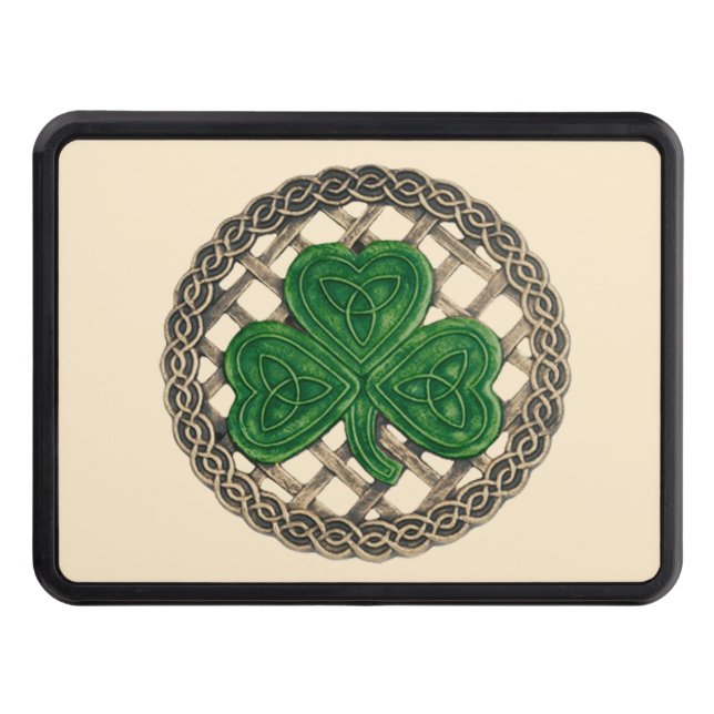 Beige Shamrock on Celtic Knots Dragkroksskydd (Framsidan)