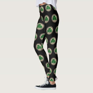 Beige Shamrock on Celtic Knots Leggings