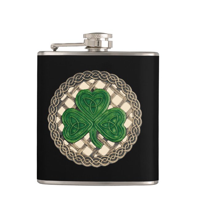 Beige Shamrock på den keltiska kolven Fickplunta (Framsidan)