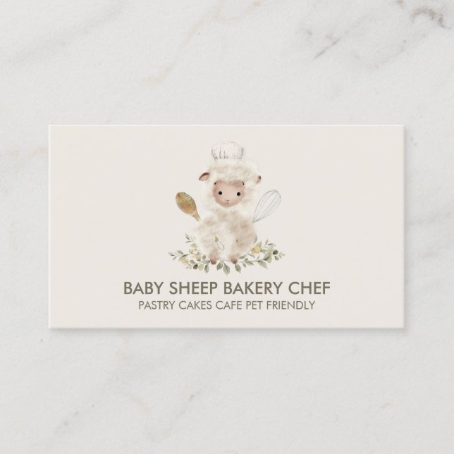 Beige Sheep Chef Bakery Visitkort (Framsida)