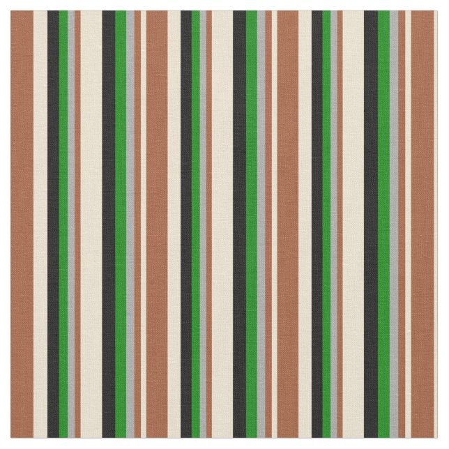 Beige, Sienna, Mörk Grått, Grönt och svart Färgad Tyg (Närbild)