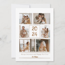 Beige Simple Family Photo God jul Card Julkort