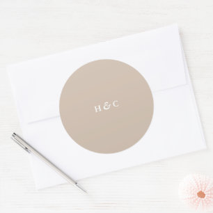 Beige Simple Plain Modern Bröllop Runt Klistermärke