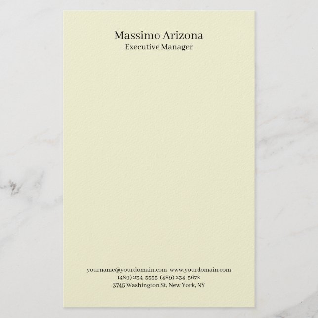 Beige Simple Plain Professional Modern Minimailst Brevpapper (Framsida)