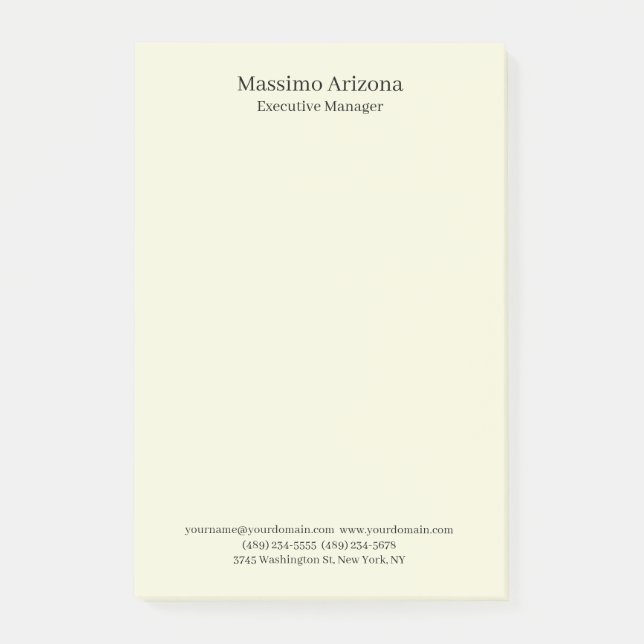 Beige Simple Plain Professional Modern Minimailst Post-it Block (Framsida)