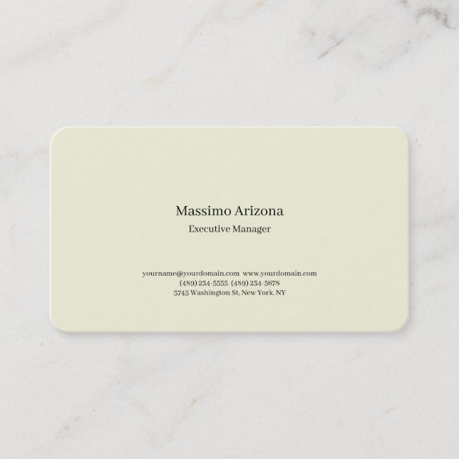 Beige Simple Plain Professional Modern Minimailst Visitkort (Framsida)