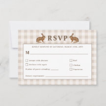 Beige skogshare kaniner bröllops-RSVP-kort