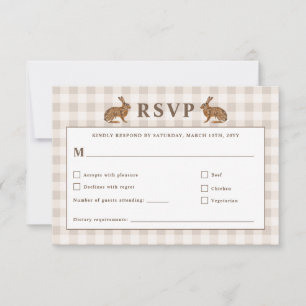 Beige skogshare kaniner bröllops-RSVP-kort OSA Kort