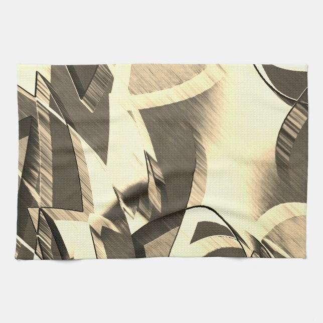 Beige slår upp en brun, förbryllad bild kökshandduk (Horisontell)