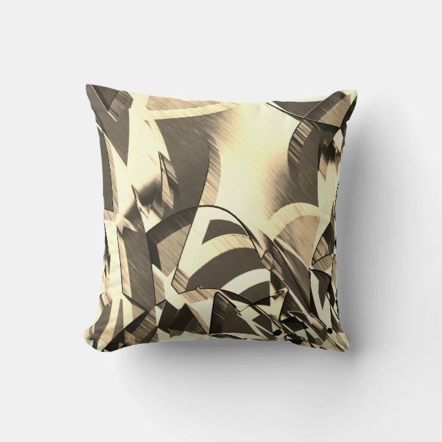 Beige slår upp en brun, förbryllad bild kudde (Framsida)