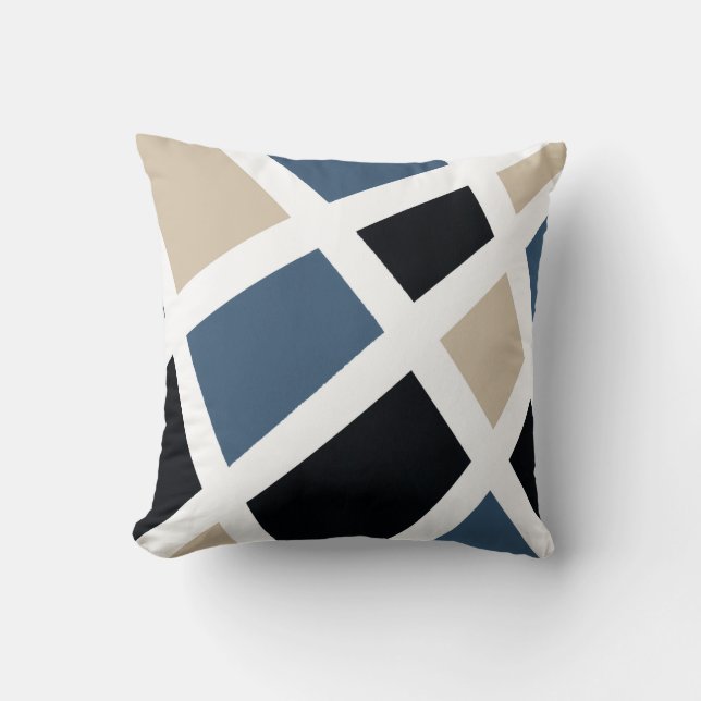 Beige Slate Black White Geometric Kudde (Framsida)
