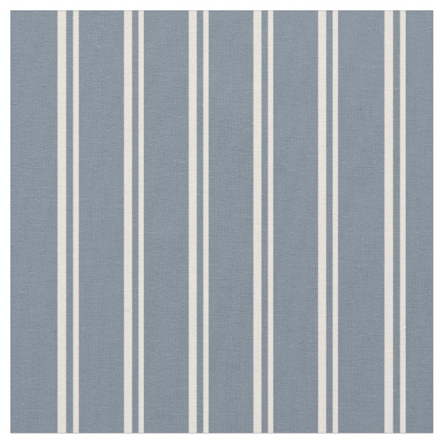 Beige & Slate Grått Lintet/Stripe Mönster Tyg (Närbild)